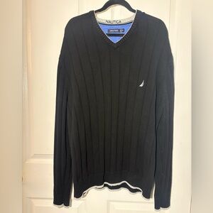 Nautica Men's V-Neck Black Sweater
